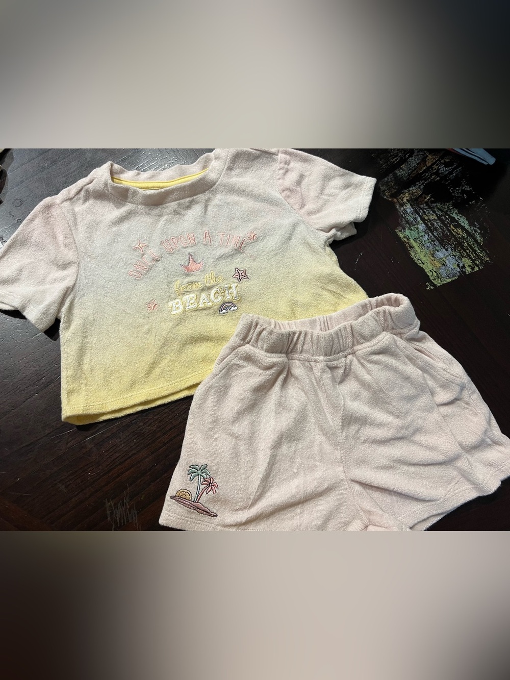 Disney Store toddler girls princess terry swim cover up shorts shirt set size 4T